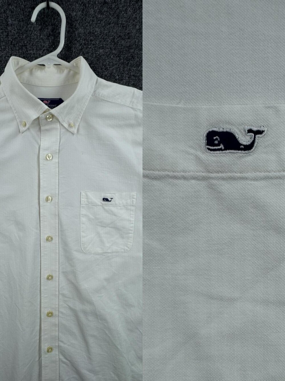 Vineyard Vines Oxford OCBD Cotton Button-Down Large White Classic Fit Tucker